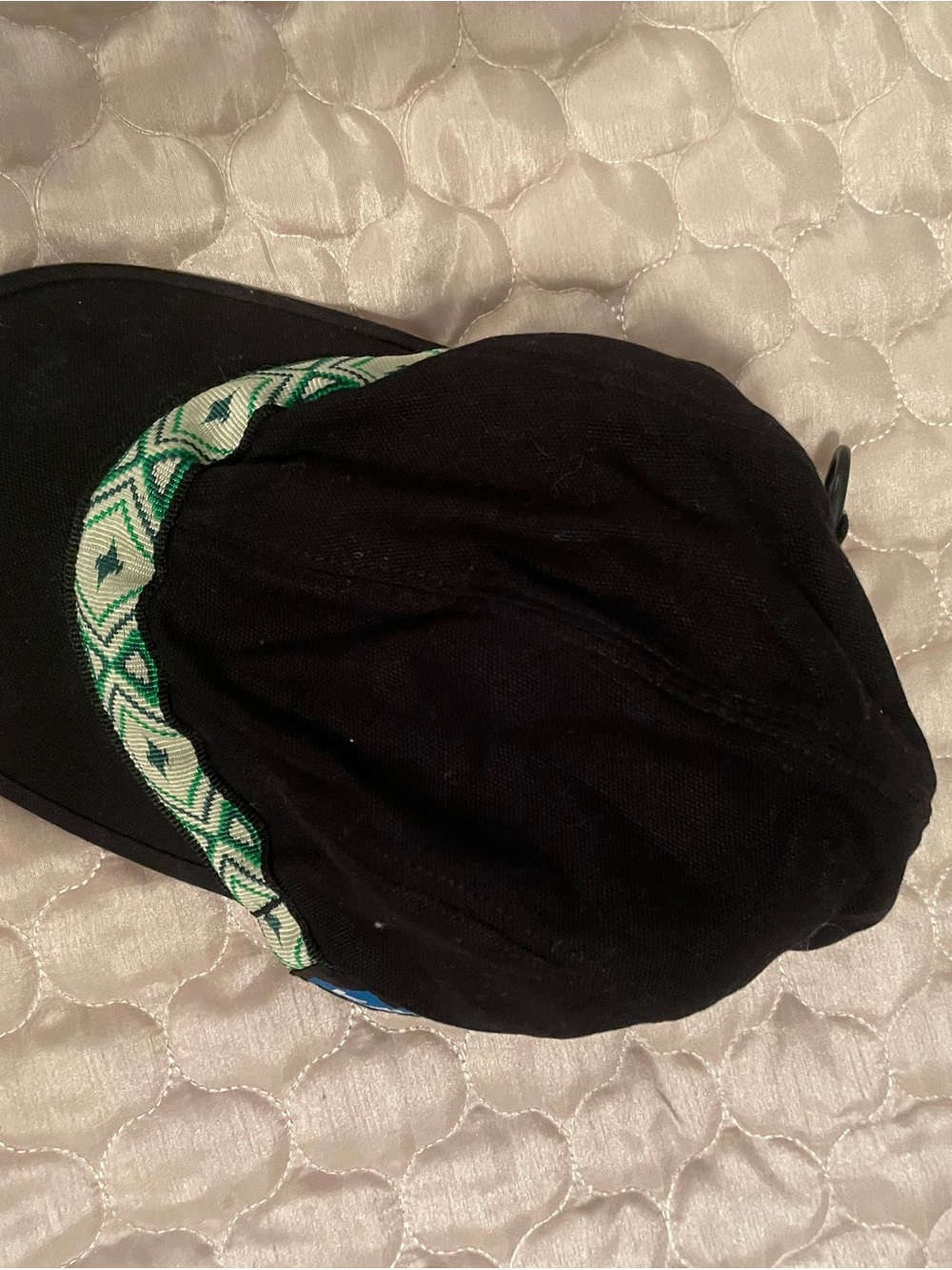 Kavu Black Hat with Green Patterned Band